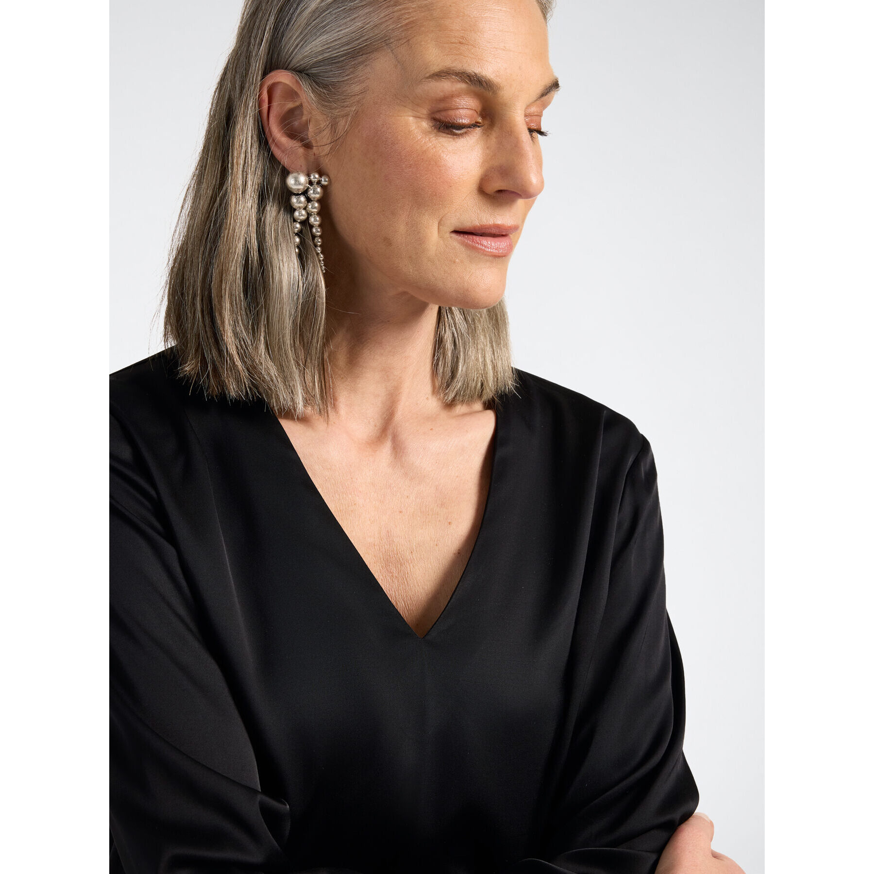 Elena Mirò - Blusa in raso di viscosa stretch - Nero