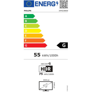 Ecran PC Gamer PHILIPS 34M2C8600 Incurvé 34'' QD OLED