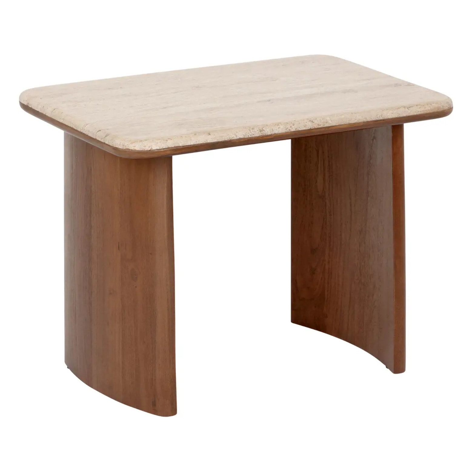 Lot de 2 tables basses Jivan Travertin bois L60/38cm