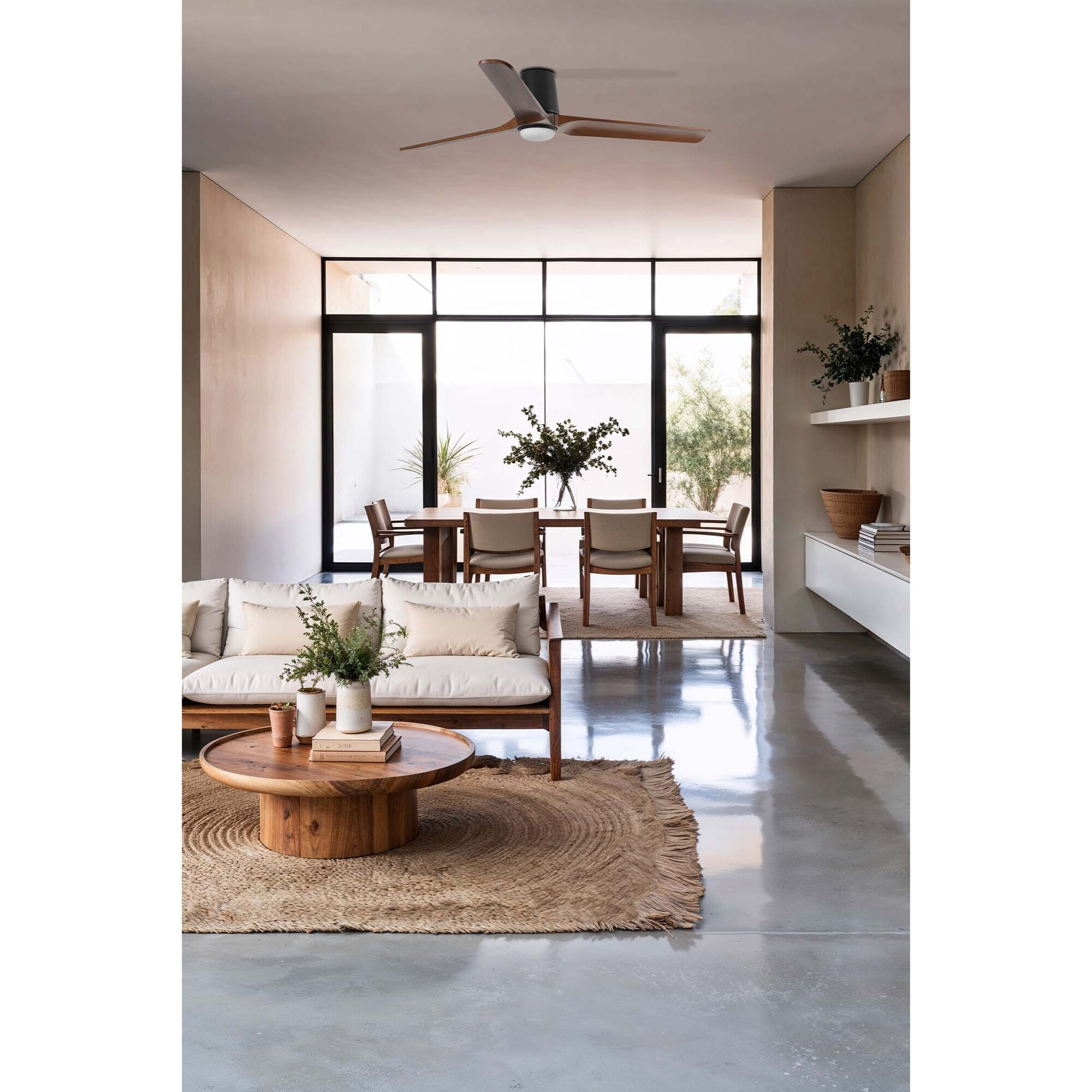 HEYWOOD TUB LED L Ventilatore a soffitto nero/noce