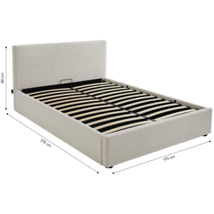 Lit coffre avec tête de lit en tissu bouclé - TINA