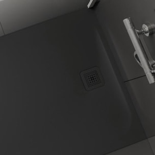 Pro Receveur de douche en gel coat Marbond extra-plat carré, évacuation sur le côté 90x90, Gris mat H2109560780001