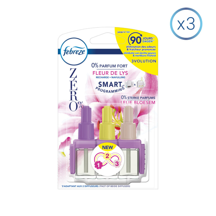 3 Recharges Fleur De Lys Pour Desodorisant Electrique, 20ml, Febreze Smart