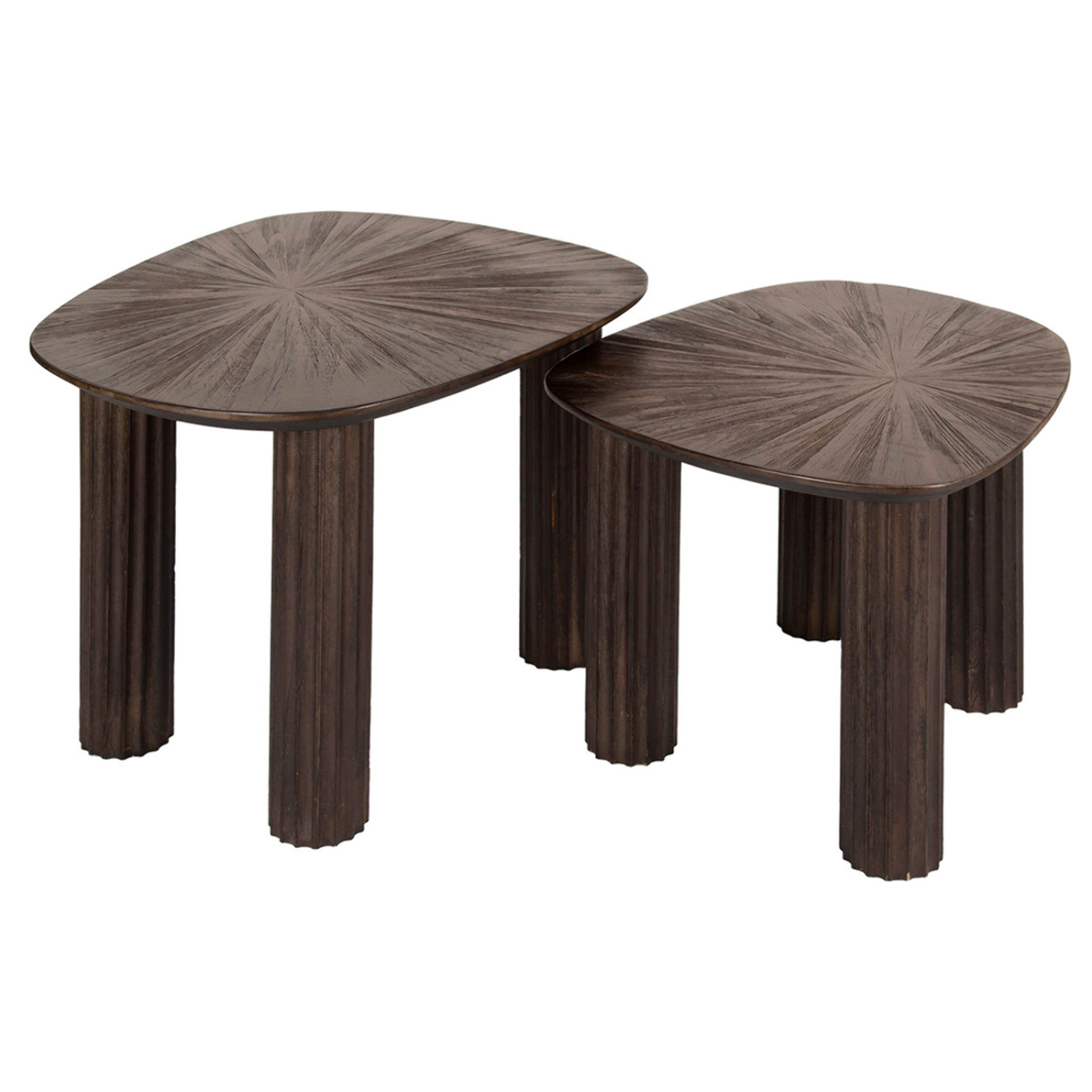 Tania - lot de 2 tables basses gigognes en teck massif - 62 et 54 cm - Bois