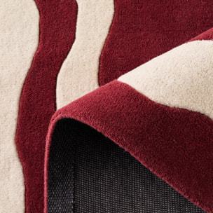 PANTONE - Tapis en laine fait main Rouge D'ORAGE à motif wavy bordeaux