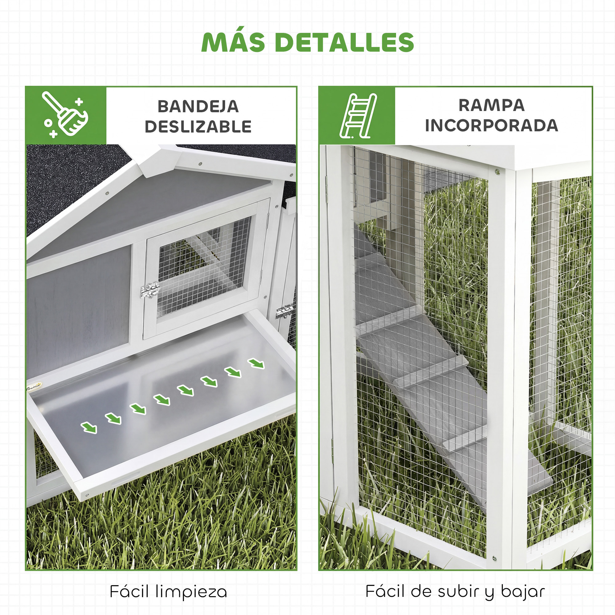 Gallinero para Exterior Grande de Madera, 204x85x93 cm, Gallinero con Caja de Anidación, Corral, Bandeja Extraíble, Techo Impermeable, Rampa y Percha, Jaula para Conejos, Patos, Gris