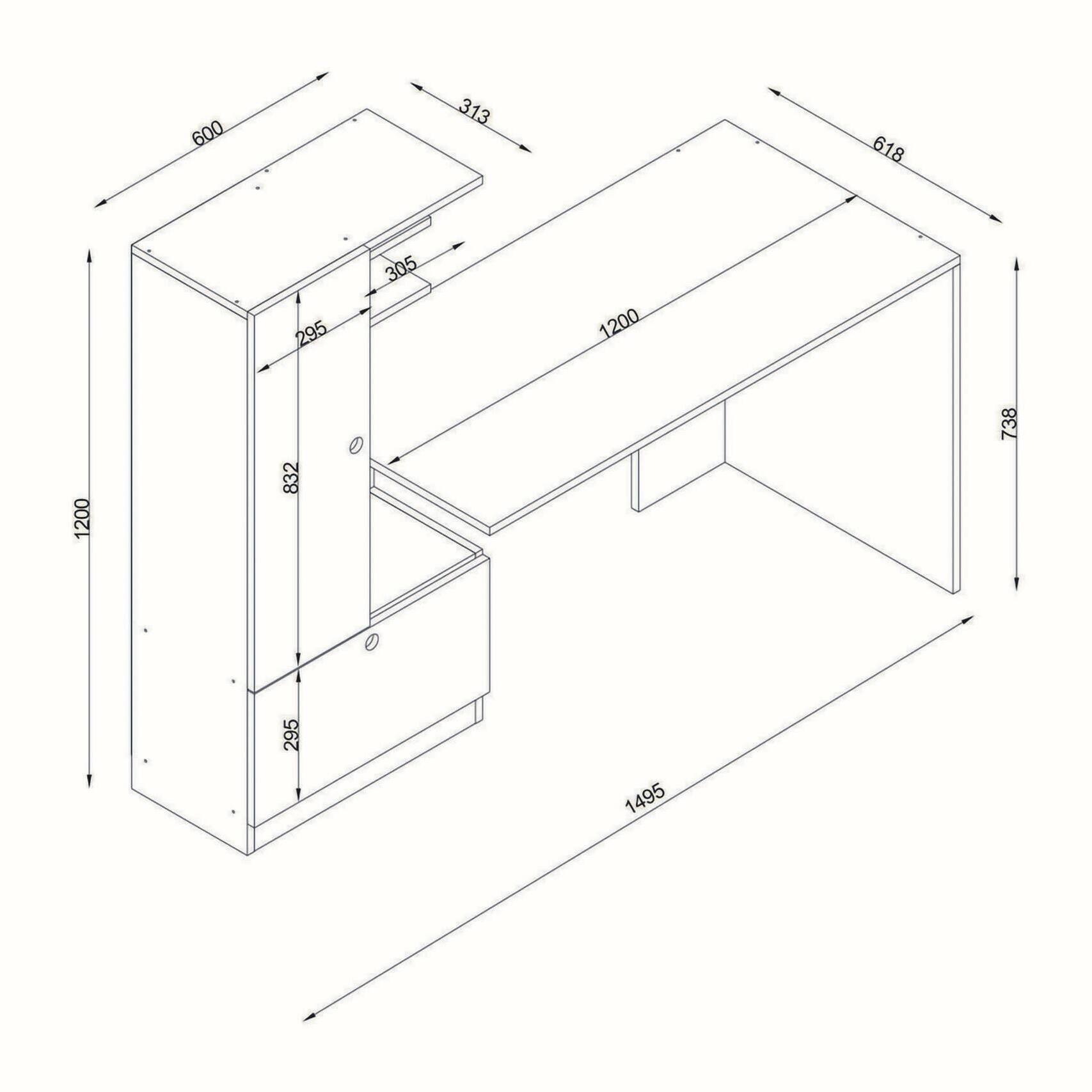 Scrivania Dfrabott, Scrittoio multiuso, Tavolo per ufficio porta PC, Piano di lavoro, 150x62h140 cm, Bianco