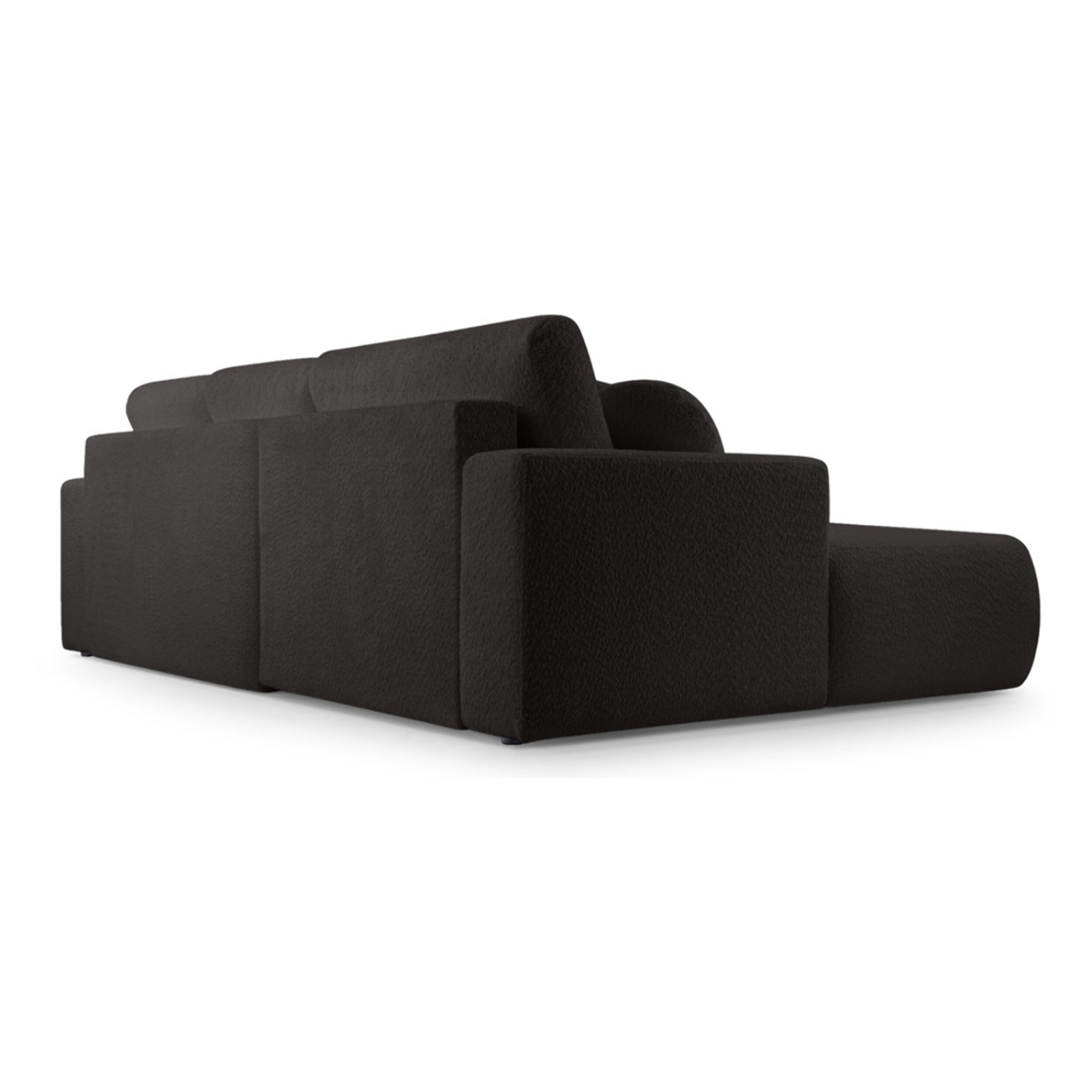 Candela - canapé d'angle gauche 4 places - convertible avec coffre - en tissu bouclette - Noir