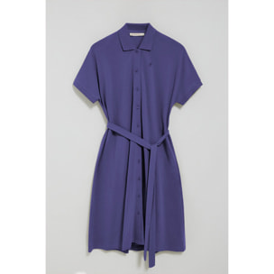 Vestito viola azzurrino abbottonato con ricamo PC