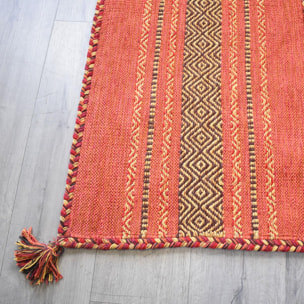 Tapis kilim fait main en coton motif ethnique BUVO