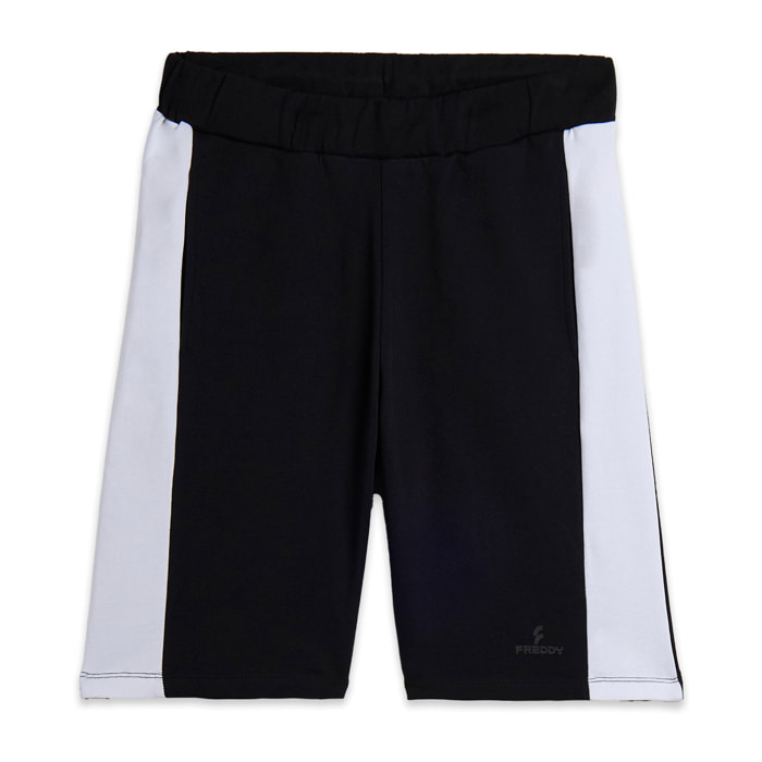 Pantaloni corti in French Terry con Dettagli a Contrasto