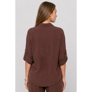 Kocca - Camicia da donna in viscosa con maniche lunghe arrotolabili Donna