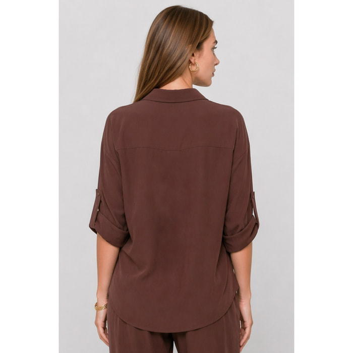 Kocca - Camicia da donna in viscosa con maniche lunghe arrotolabili Donna