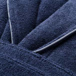 Albornoz s-m 100%algodón 360gsm azul con ribetes grises scalpers home