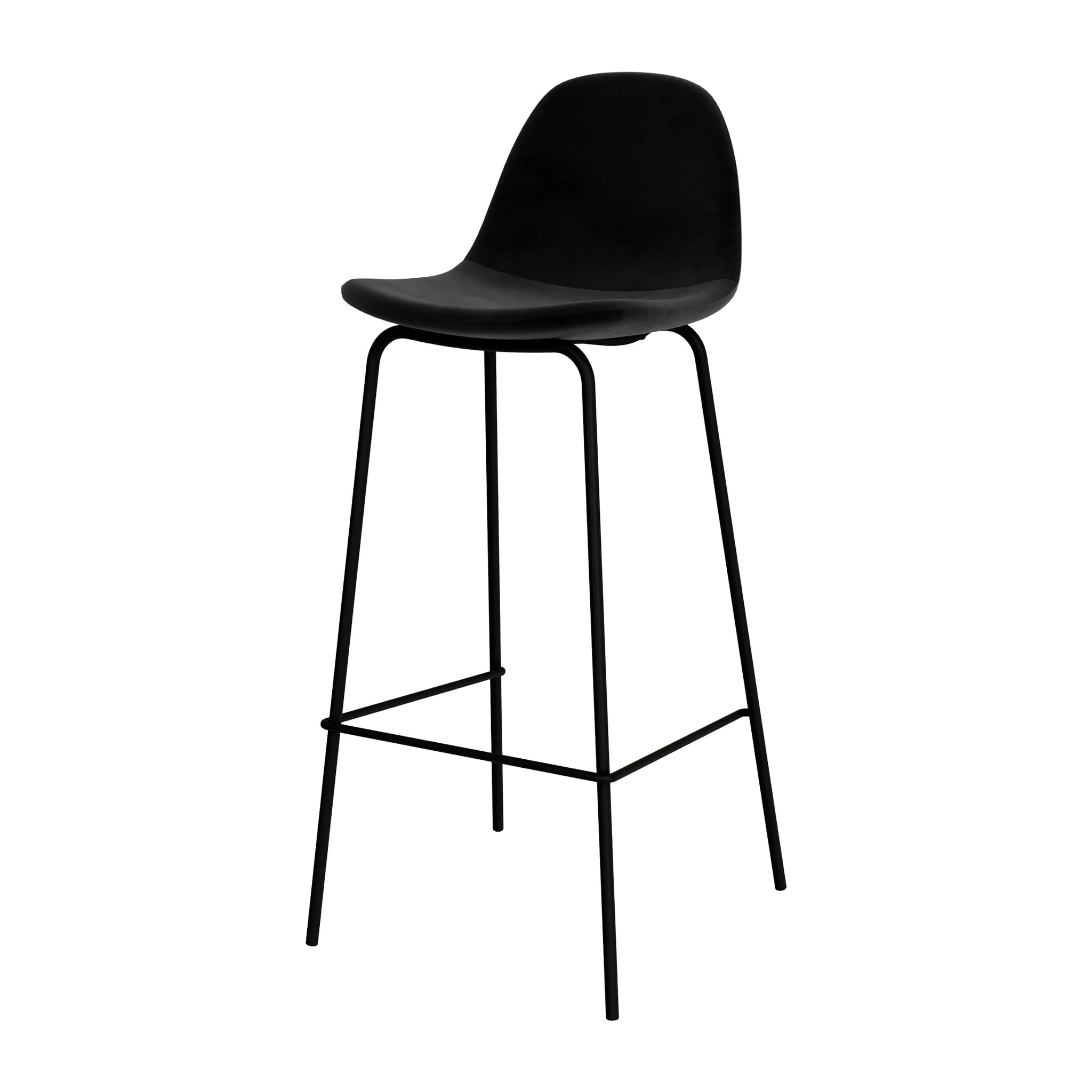 Lot de 2 chaises de bar en velours noir 75 cm - Henrik