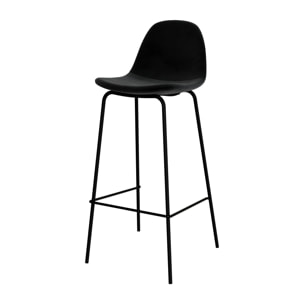 Lot de 2 chaises de bar en velours noir 75 cm - Henrik