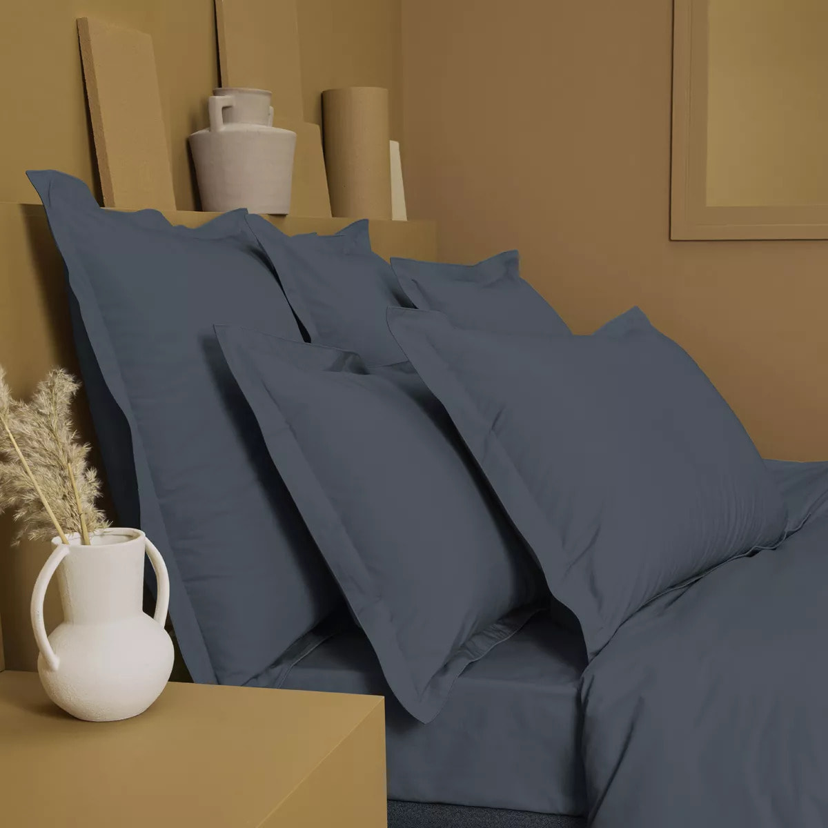 Drap housse b30 percale de coton uni bleu La percale francaise bleu