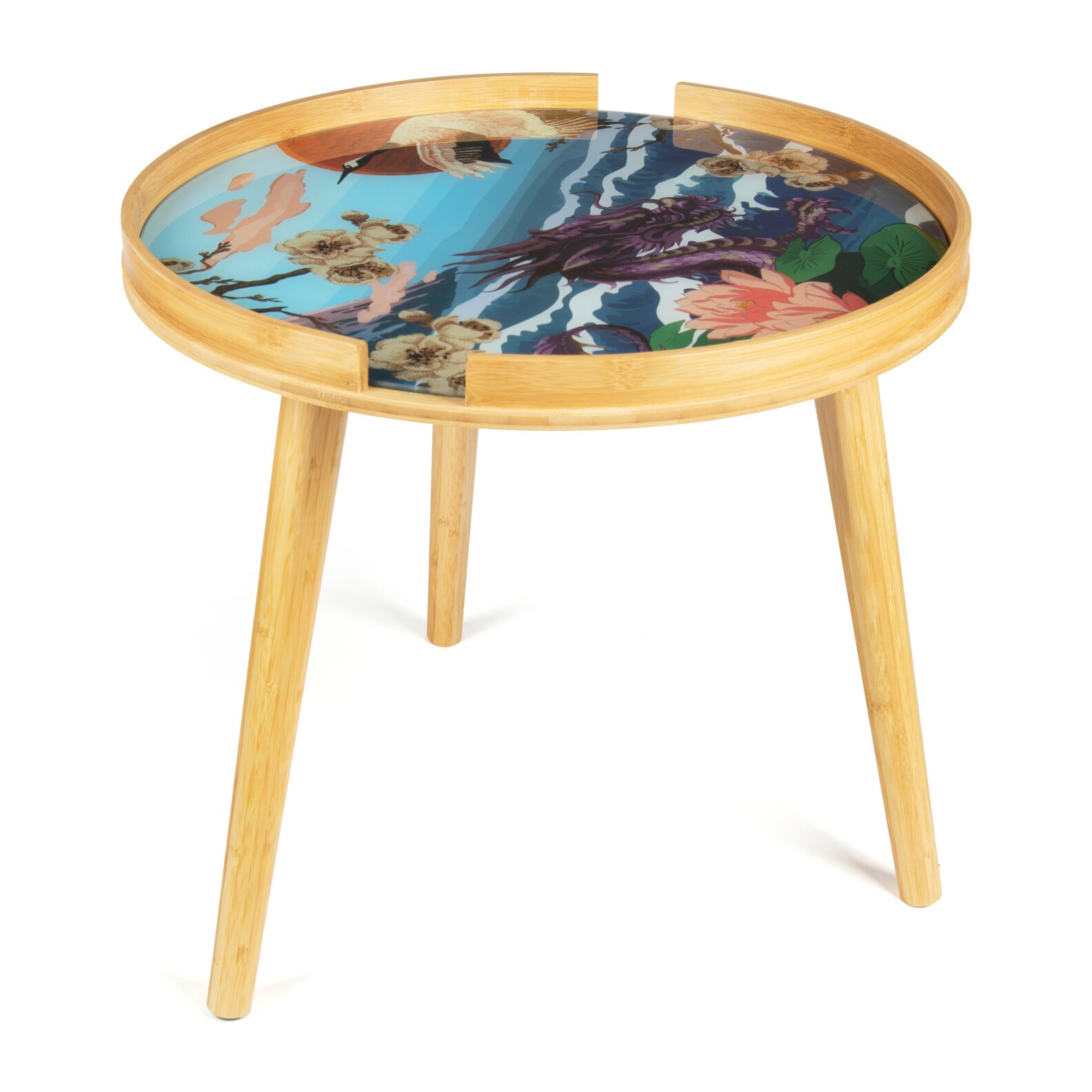 Tavolino Excelsa Fuji in bambù e vetro 48x48x44 cm multicolore