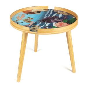 Tavolino Excelsa Fuji in bambù e vetro 48x48x44 cm multicolore