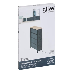 Rangement 4 tiroirs tissu gris anthracite