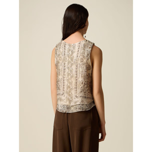 Oltre - Top in voile fantasia - Beige