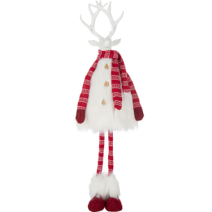 J-Line figurine Cerf Fourrure + Écharpe - polyrésine - blanc/rouge - large