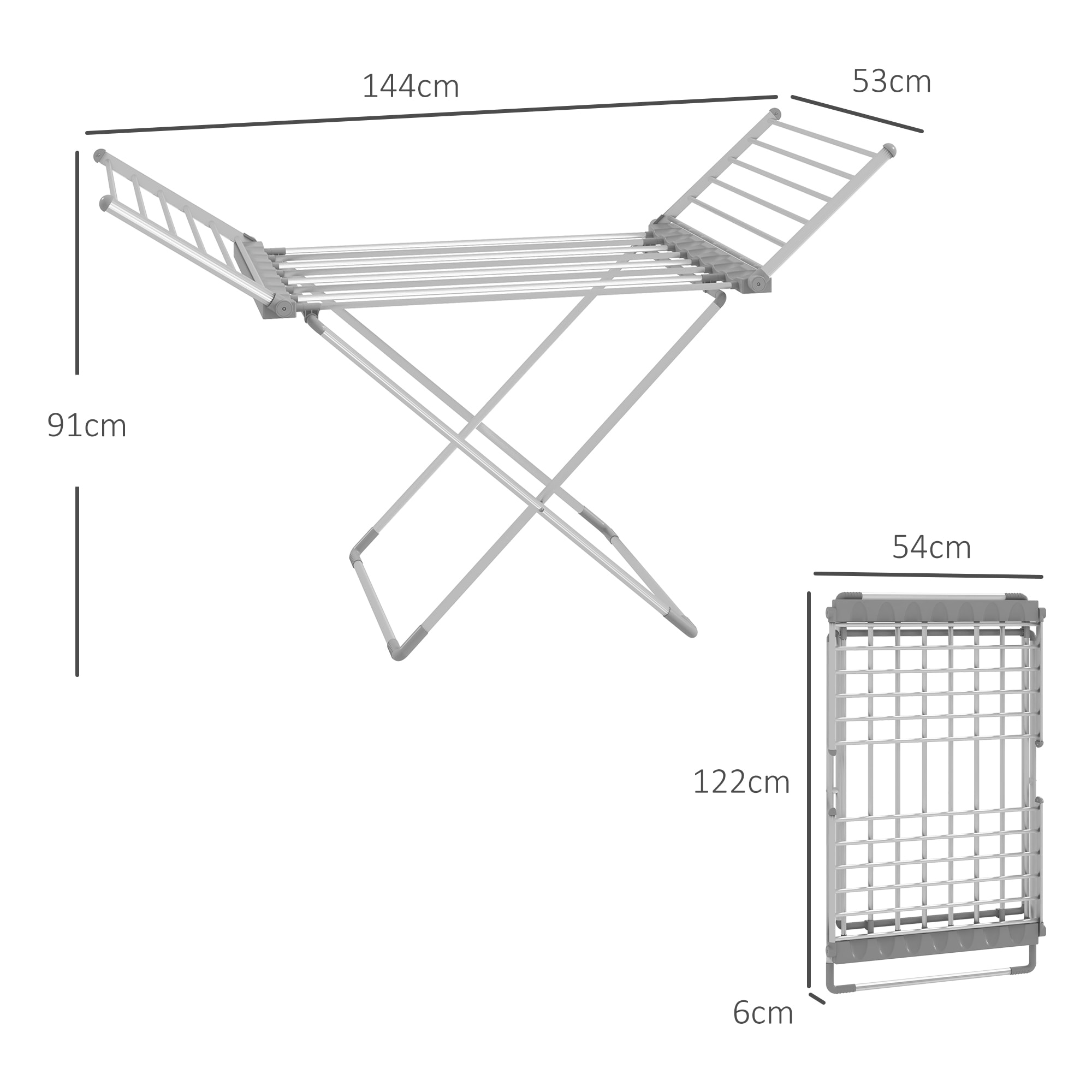 Etendoir séchoir linge pliable 2 ailes latérales extensibles alliage aluminium