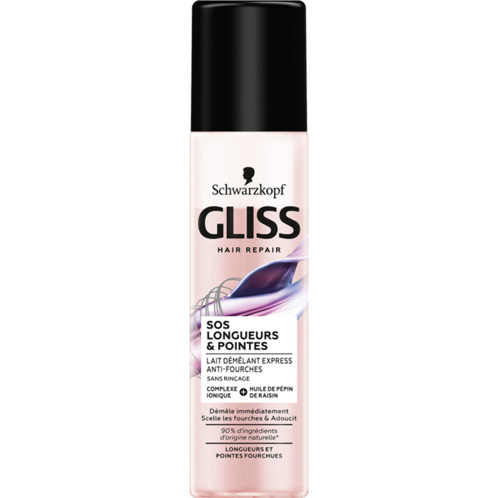 Pack de 6 - Gliss - Lait Démêlant Express Sos Longueurs & Pointes - 200 Ml