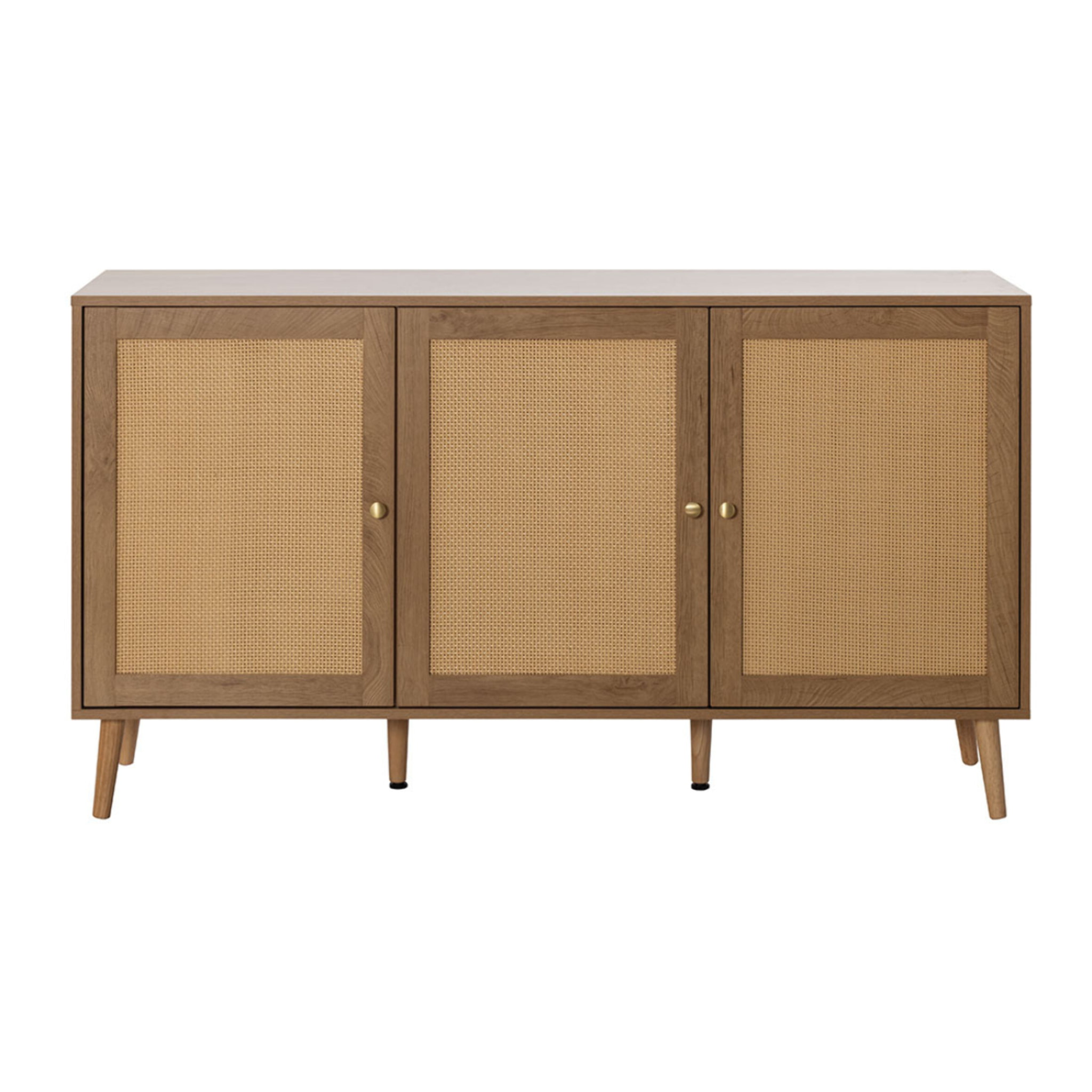 Goto - buffet bas - effet bois et cannage - 3 portes - 140 cm - Bois