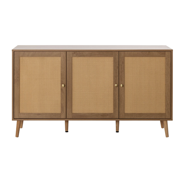 Goto - buffet bas - effet bois et cannage - 3 portes - 140 cm - Bois