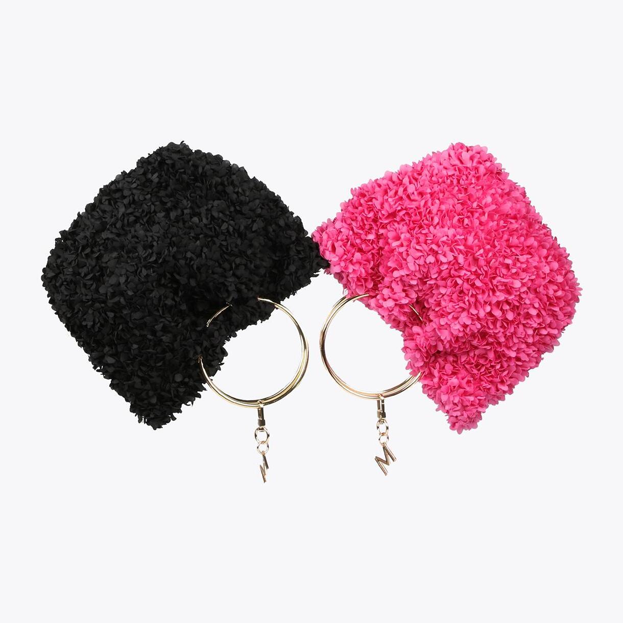 Mini borsa manici in metallo tessuto a fiori