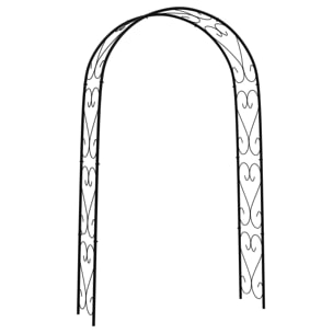 Arco de Jardín de Acero para Rosas Arco de Boda Diseño Espiral de Corazón para Plantas Trepadoras para Decoración Patio Terraza 125x37x230 cm Negro