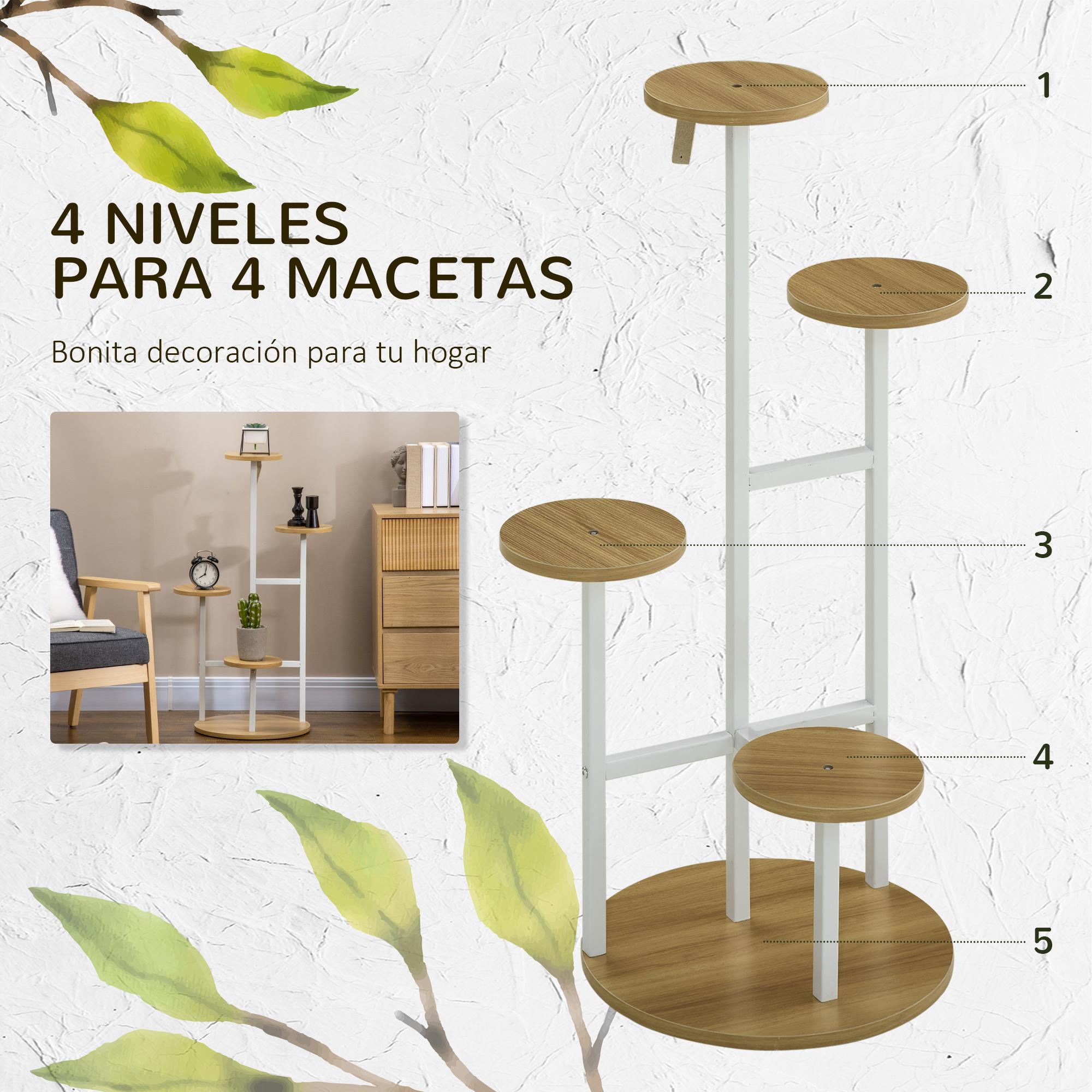 Soporte para Plantas de 4 Niveles con Marco de Acero para Salón 40x40x95,5 cm