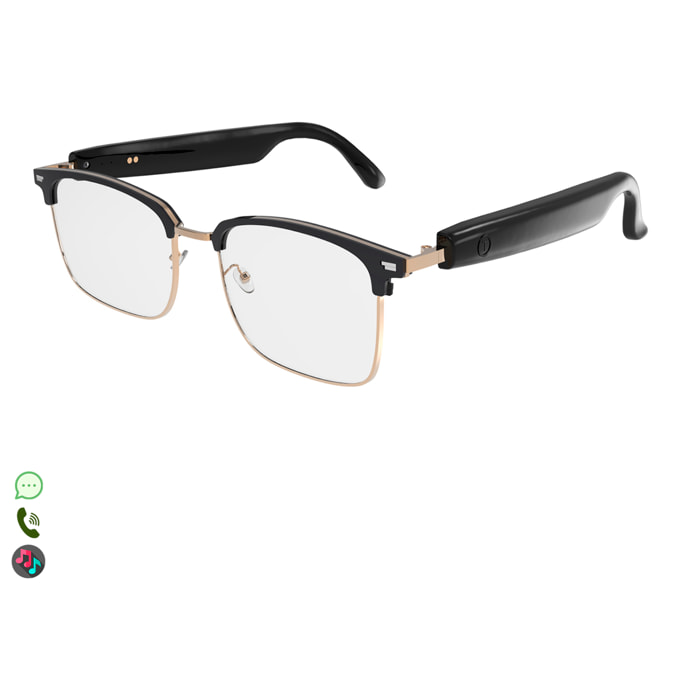 Occhiali intelligenti GS13, chiamata bluetooth, assistente vocale, controllo remoto della fotocamera.