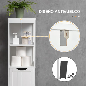 Armario Alto de Baño Estrecho con 3 Cajones y 2 Estantes Abiertos Columna de Baño Estilo Moderno para Salón Aseo Cocina 30x30x141,6 cm Blanco