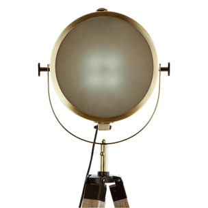 Lampadaire trépied "Ebor" bronze - bois & acier H152 cm
