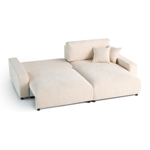 Pivoine - canapé d'angle réversible - 4 places - convertible avec coffre - en velours texturé - Beige