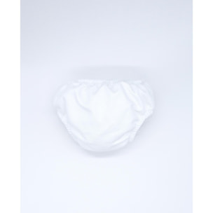 Cubrepañal de pique blanco. Elastico en la cintura y en las piernas.