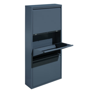 Scarpiera slim 3 ante 80x14,2x103,2 cm in metallo ceruleo - Emy