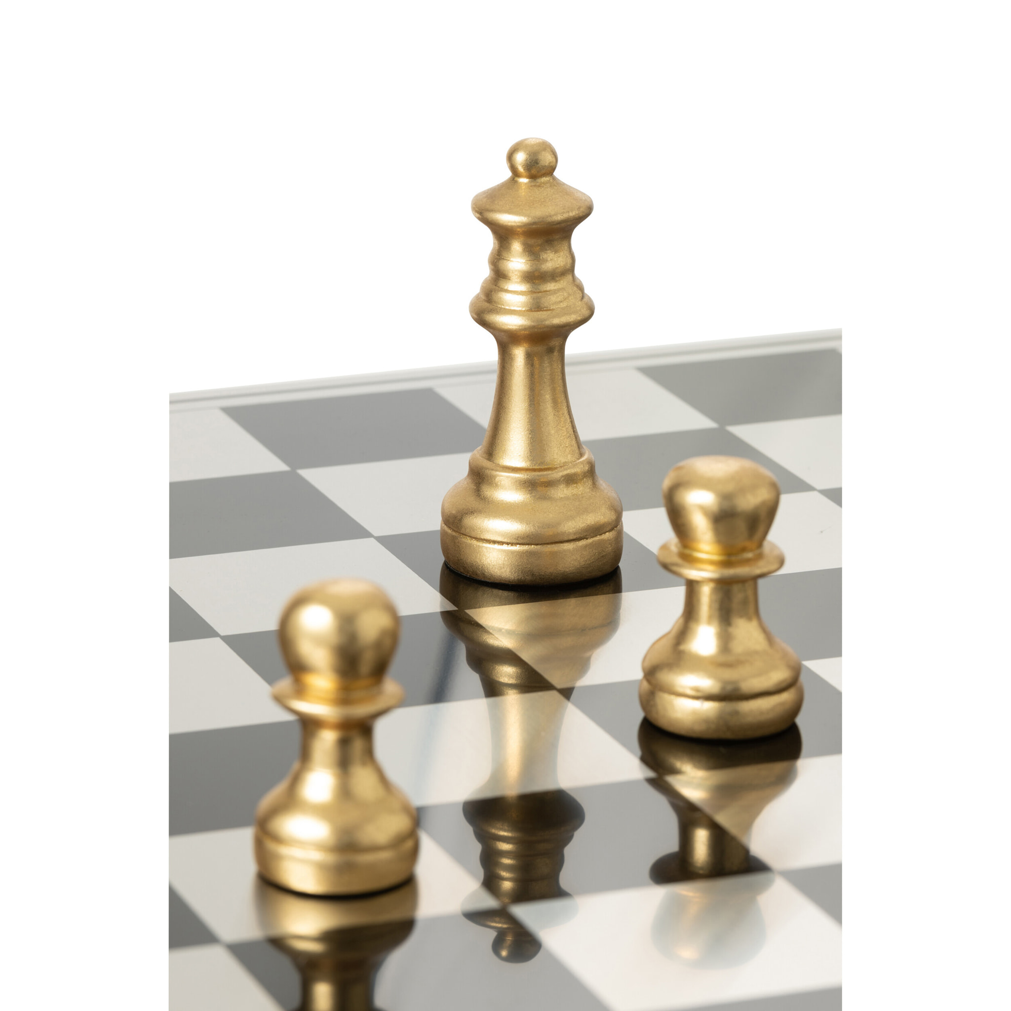 J-Line décoration Pièce D'échecs Renne - polyrésine - or/blanc