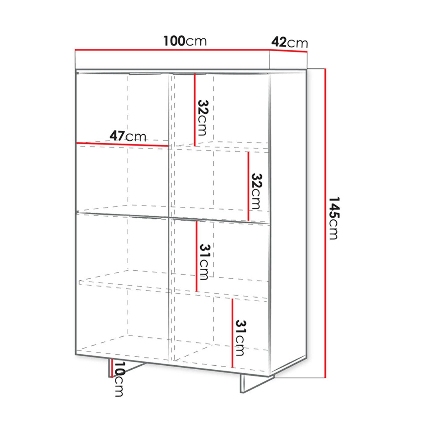 Canterbury - buffet haut - beige - 4 portes -145 cm - Beige