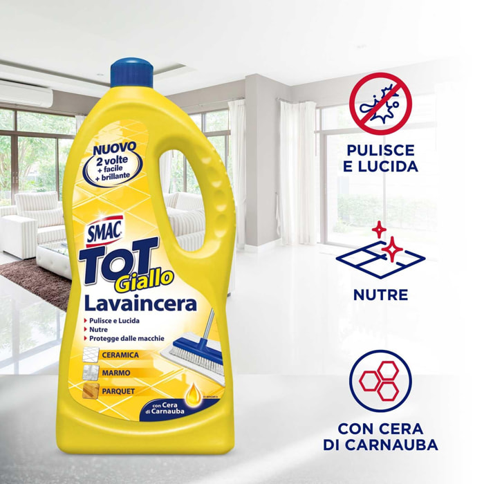 3x Smac Tot Giallo Lavaincera Detergente Pavimenti Pregiati - 3 Flaconi da 1 Litro