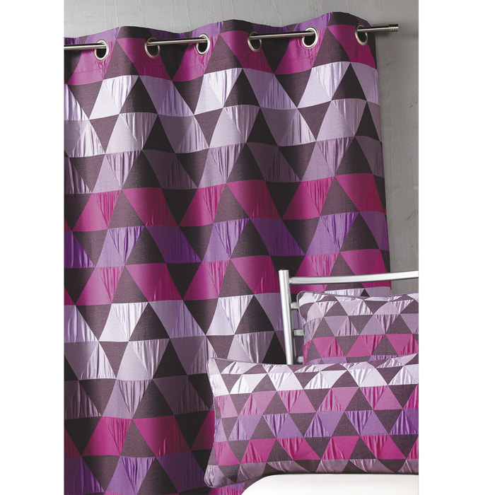 Rideau ameublement Jacquard 'triangles' - Prune