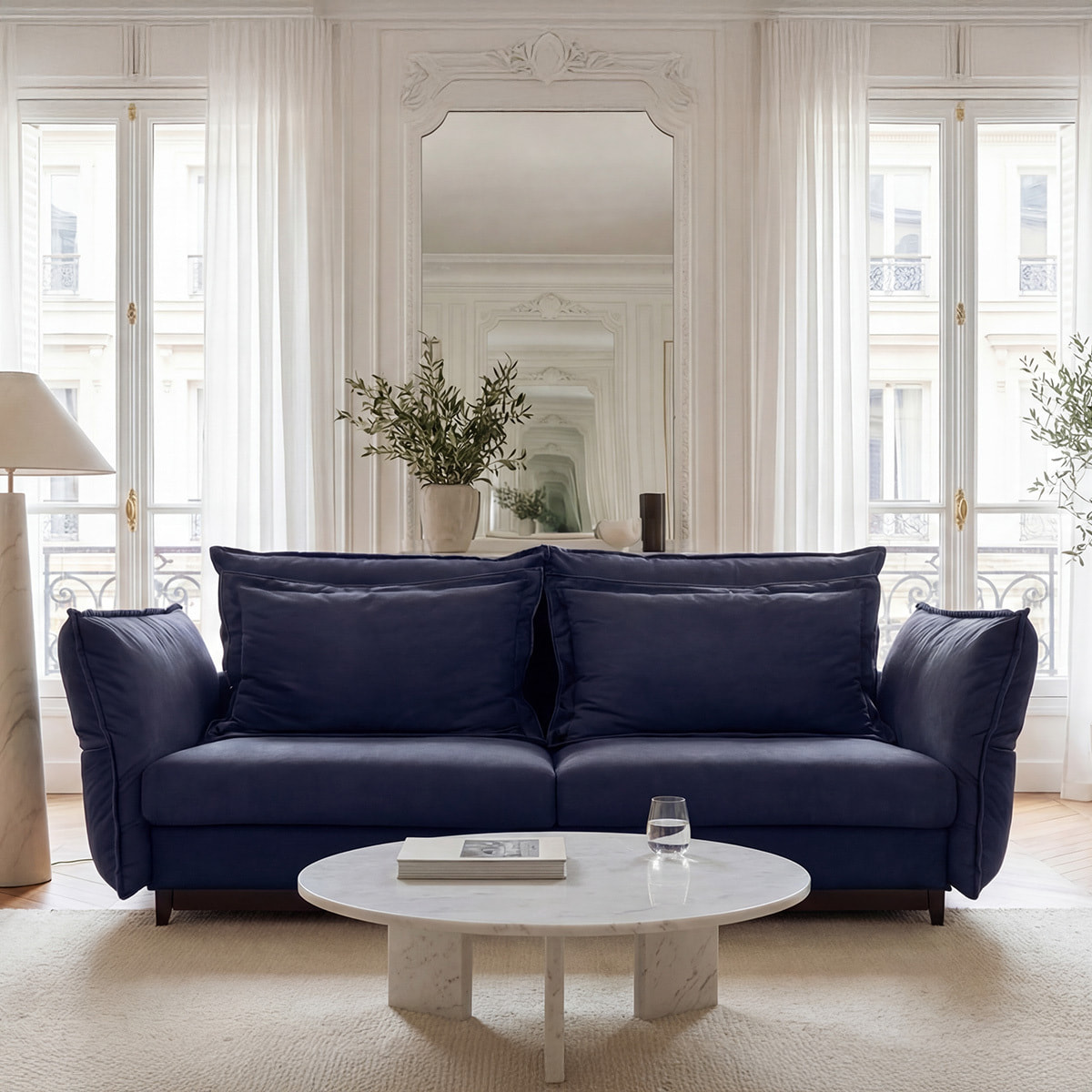 Canapé Velours Droit Convertible Verduro - 3 Places