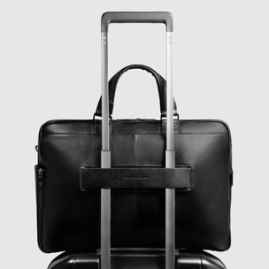 Piquadro Borsa porta in pelle porta pc e iPad® con protezione antiurto, tasca porta bottiglia