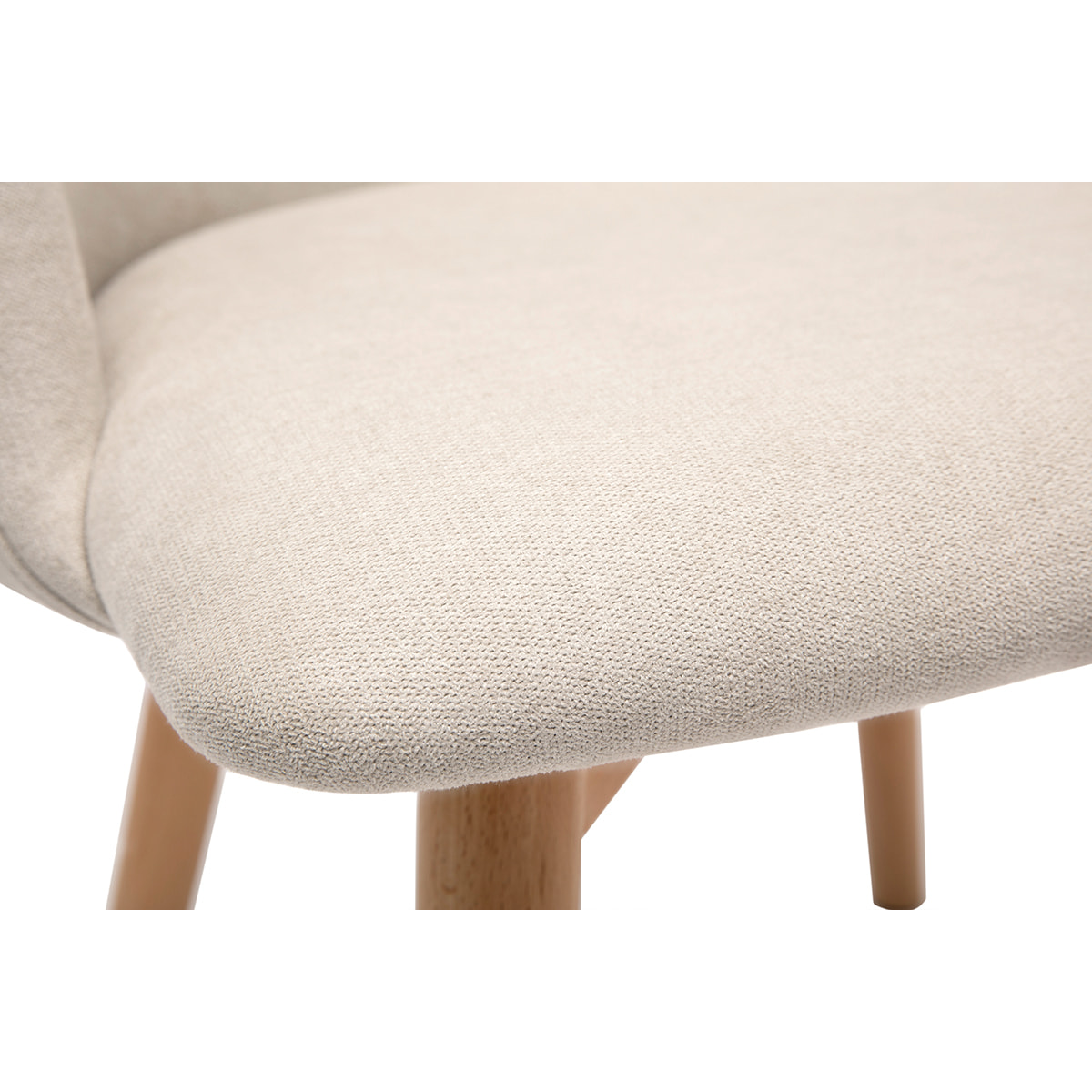 Chaises scandinaves en tissu effet velours beige et bois clair massif (lot de 2) VANITY