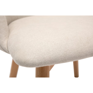 Chaises scandinaves en tissu effet velours beige et bois clair massif (lot de 2) VANITY