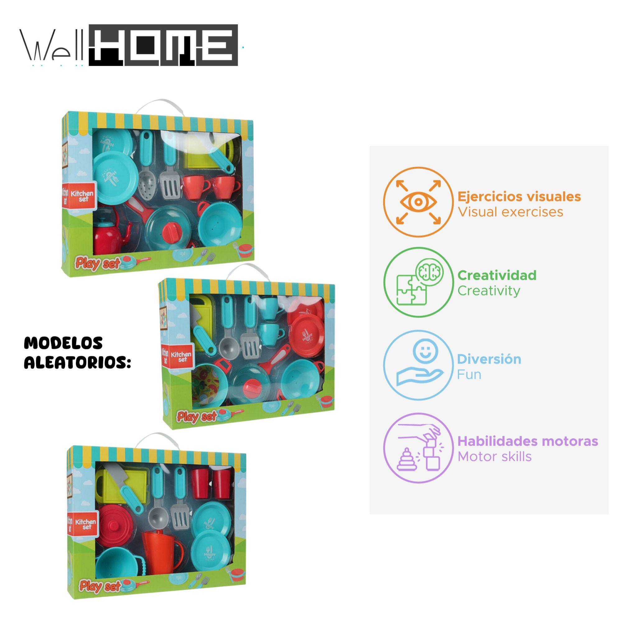 Well home set de cocina infantil de 11 articulos surtidos