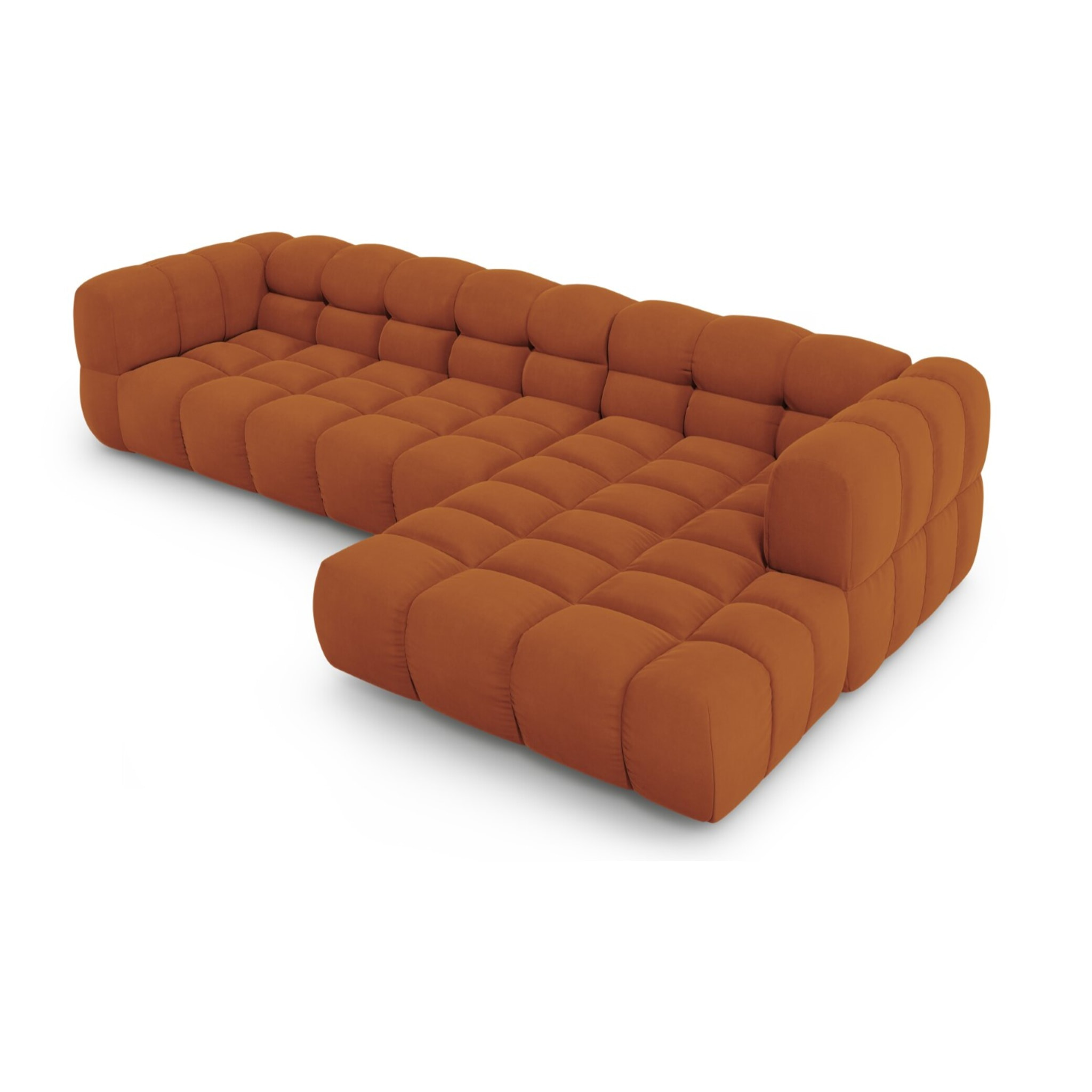 Canapé d'angle droit modulable "Sky" 4 places en velours terracotta