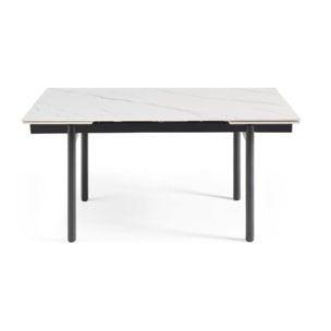 Table extensible en céramique marbre blanc L160/240cm pieds métal - UNIK
